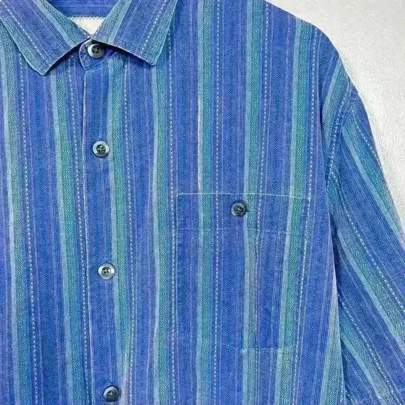 TOMMY BAHAMA 100% Silk Blue Stripe Casual Short Sleeve Button Up Men XL - Picture 3 of 9